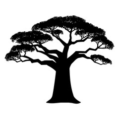 Baobab tree silhouette. Vector illustration