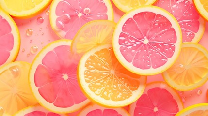 A Citrus Symphony: Vibrant Lemons and Grapefruits Glistening with Refreshing Water Droplets
