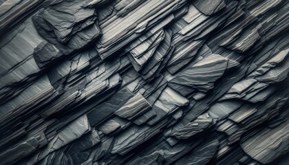 Slate rock texture background. Layered and fine-grained stone. Natural and unrefined elegance. Durable and timeless. - obrazy, fototapety, plakaty
