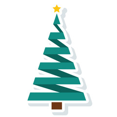 Colored christmas tree icon Vector