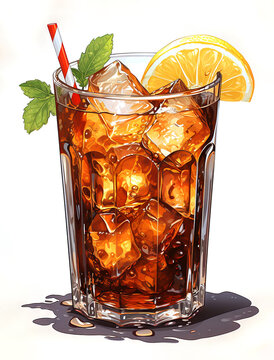 iced tea with lemon and mint clip art preview