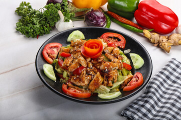 Grilled chicken breast fillet salad