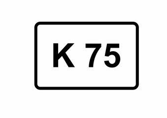 Illustration eines Kreisstraßenschildes der K 75 in Deutschland	