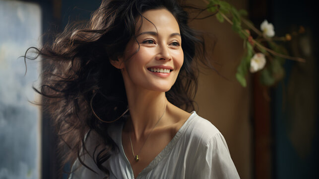 Asian woman with a bright smile