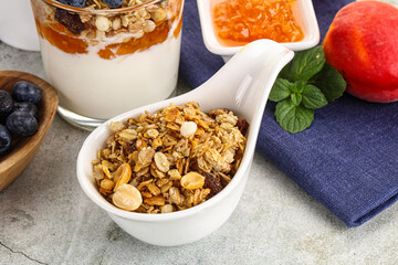 Granola museli cereal for breakfast