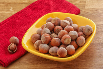Hazelnut heap in the bowl