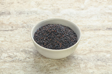 Black sesame seeds in the bowl