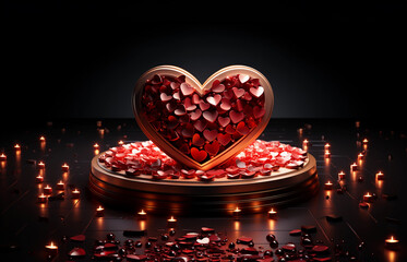 Happy Valentine's Day, Valentines podium for presenting 3d heart create