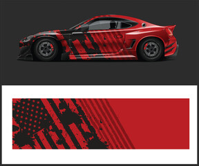 Racing car wrap design vector. Graphic abstract stripe racing background kit designs for wrap vehicle