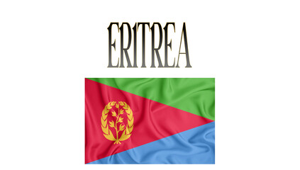 Illustration of the flag of Eritrea. with 3d inscription of the name of Eritrea. For use in educational proposals or video illustrations. Transparent background.