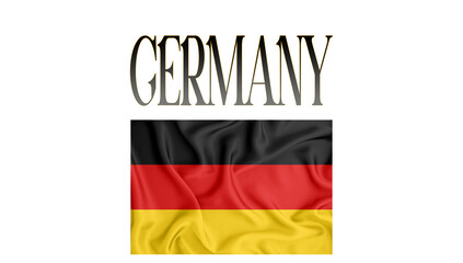 Illustration of the flag of Germany. with 3d inscription of the name of Germany. For use in educational proposals or video illustrations. Transparent background.