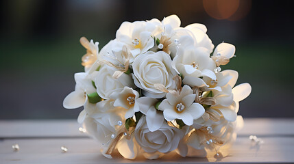 Wedding elegant bouquet. Luxury flowers for marriage, wedding event. The bride's festive bouquet.