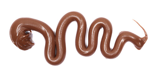 Chocolate cream spiral shape isolated on white, top view