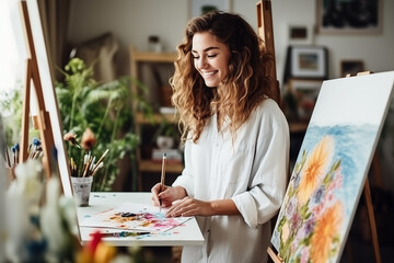 Portraits of individuals engaging in hobbies or activities that promote mental wellness, such as reading or creative arts, creativity with copy space
