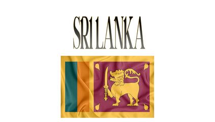 Illustration of the flag of Sri Lanka with 3d inscription of the name of Sri Lanka. For use in educational proposals or video illustrations. Transparent background.