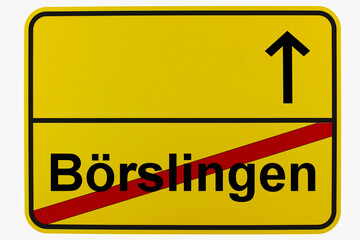 Illustration eines Ortsausgangsschildes von Börslingen in Baden-Württemberg