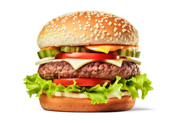 fresh tasty burger isolated on transparent background, png