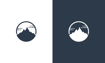 mountain collection with black and white background logo design vector