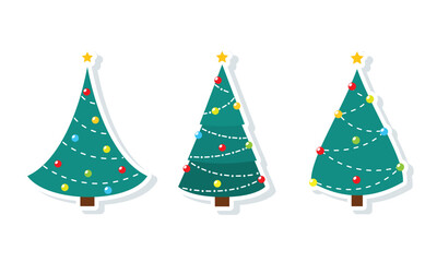 Set of colored christmas tree icons Vector