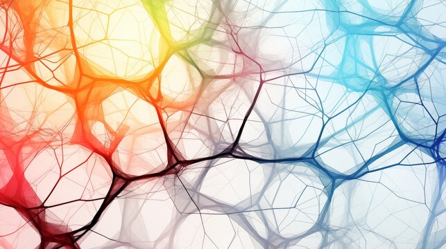Vibrant multi-colored network lines background. A creative concept illustrating the dynamic and interconnected nature of modern technology, conveying innovation, connectivity.