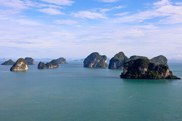 Scenery view to Hong islands at Krabi province of Thailand. Sea landscape of national park Than Bok Khorani