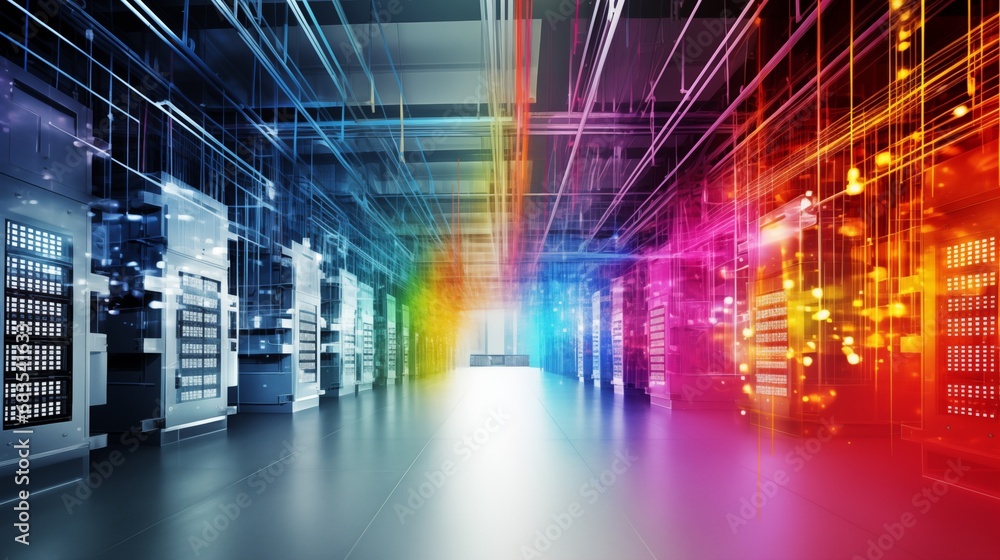 Wall mural high-tech computer networking, the backbone of digital connectivity, processing data efficiently and