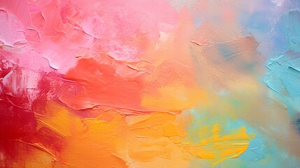 Painting close up texture background with  red, orange, yellow, green brush strokes