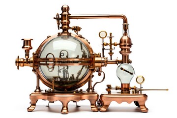 A single alembic distillation apparatus isolated - obrazy, fototapety, plakaty