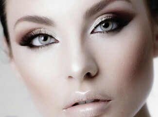 Female model, beauty makeup, face closeup