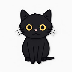 Black cat sticker isolated on a white background