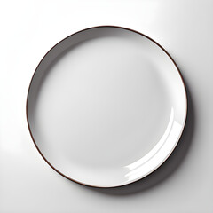 Um prato redondo de porcelana visto de cima em fundo branco ou sem fundo, transparente, png. 