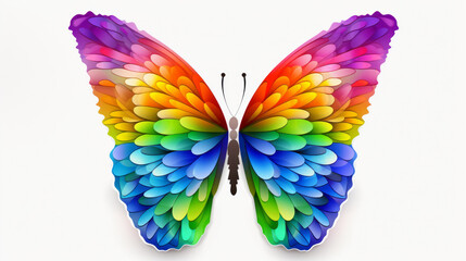 ADHD Rainbow Butterfly Symbol white background  - obrazy, fototapety, plakaty