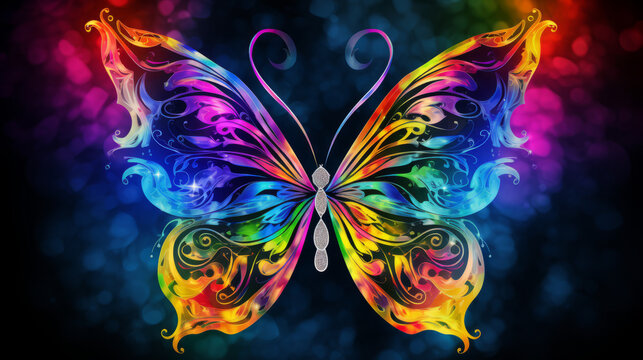 ADHD Rainbow Butterfly Symbol dark background © sderbane