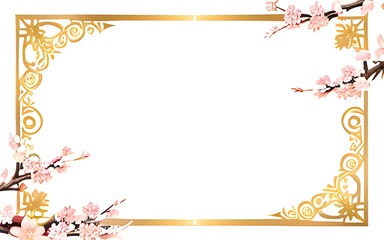 Obraz premium Gold Luxury Flower Border Frame Illustration