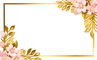 Gold Luxury Flower Border Frame Illustration