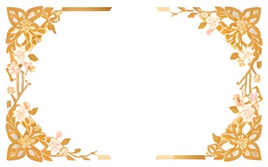 Gold Luxury Flower Border Frame Illustration