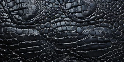 Foto op Plexiglas Black crocodile skin texture © RMedia
