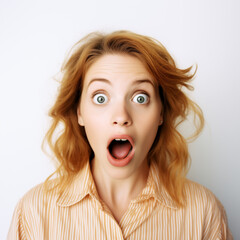 A surprised woman face with red hair