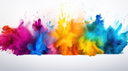 Fototapeta na wymiar Paint Holi, colorful rainbow Holi paint splashes on isolated white background, explosion of colored powder. abstract background.