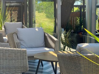 table and chairs in a garden