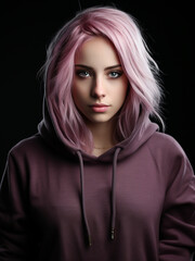 Young teenager wearing a colorful hoodie. Casual fashion. AI generated