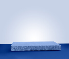 Blue color theme Stone base stand for mockup presentation