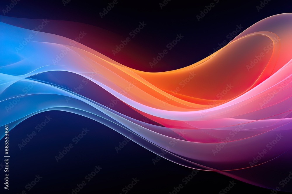 Poster flowing organic lines with vibrant gradients in negative space for a dynamic and eye-catching design