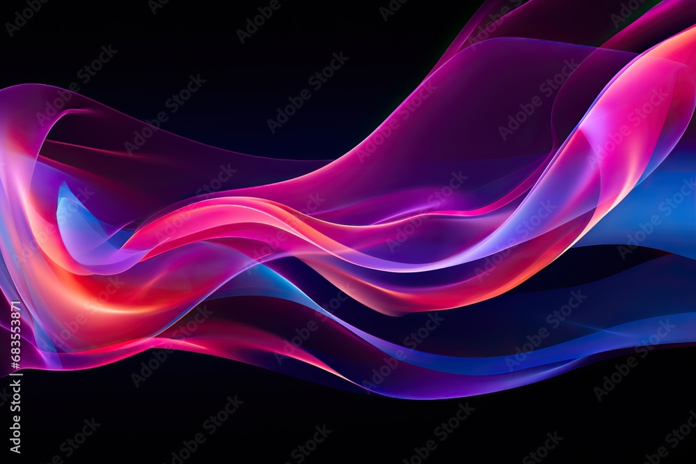 Poster flowing organic lines with vibrant gradients in negative space for a dynamic and eye-catching design