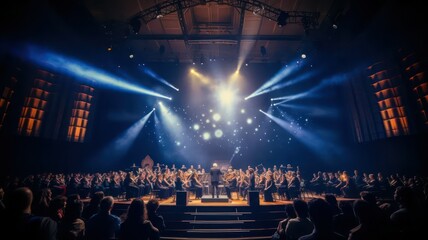 Big concert in a hall with choir created with Generative AI