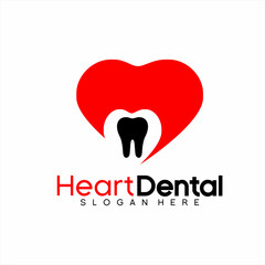 Dental care logo design with tooth and heart illustration.
