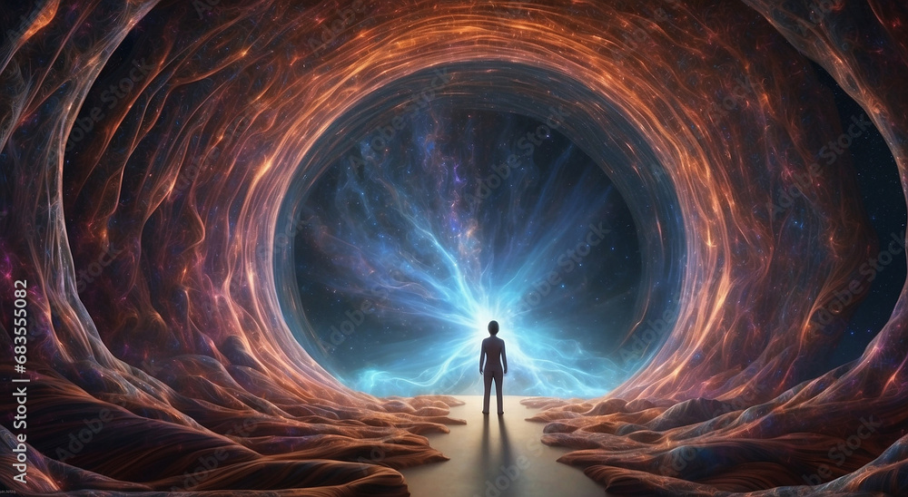 Poster a portal disrupts the very fabric of space-time, unveiling a fleeting view into a parallel dimension