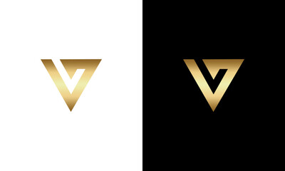 collection of initials v in gradient gold color with black and white background vector logo design - obrazy, fototapety, plakaty