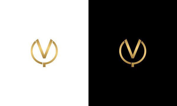 collection of gradient gold colored vcp initials with black and white background vector logo design