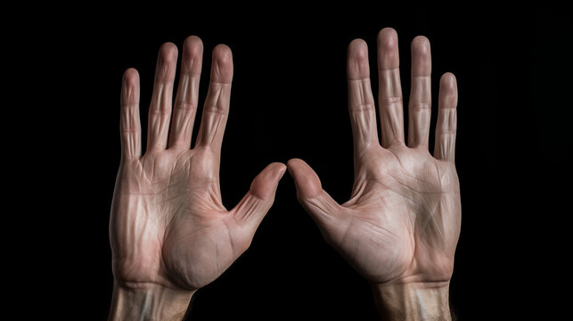 Marfan Syndrome  disease hands on black background